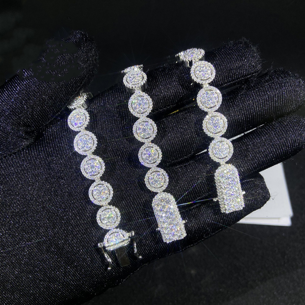 10mm S925 silver Moissanite Circular Bracelet Iced Out for Men Women Fashion Hip Hop Jewelry Pass Diamonds Tester With GRA