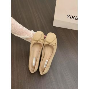 French soft sole single shoe silver womens shoes autumn scoop shoes evening style bow red flat shoes ballet shoes