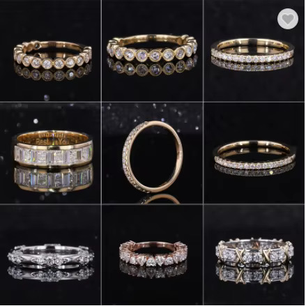 Factory Wholesale Handmade Wedding Band Classic Design Jewelry 18K Gold Lab Grown Diamond Jewelry Women Real Moissanite Ring