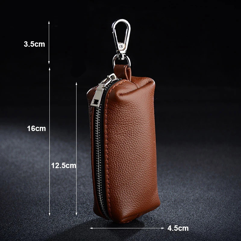 Fashion Women Genuine Leather Car Keychain Cover Zipper Case Organizer Housekeeper Key Bag Key Chain Pouch Key Holder Wallet 250311