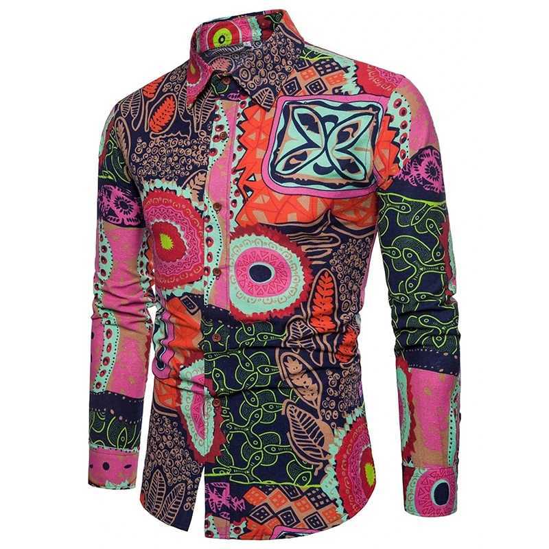 2024 3D printed abstract art graphic fashion sportswear mens long sleeved regular fit shirt mens button down sweater W250312