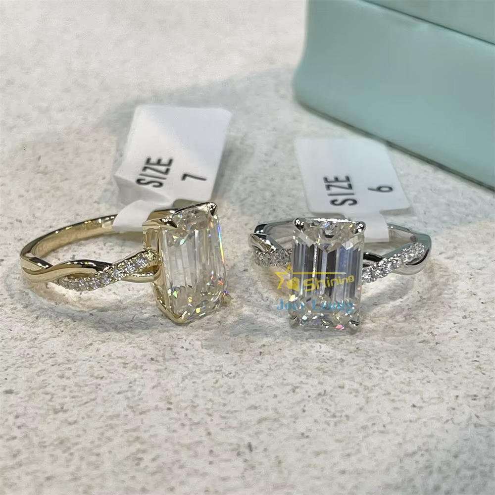 Moissanite Jewelry Custom Diamond Wedding Ring Women S925 /10K Solid Gold Fine Jewelry Emerald Cut Moissanite Engagement Ring