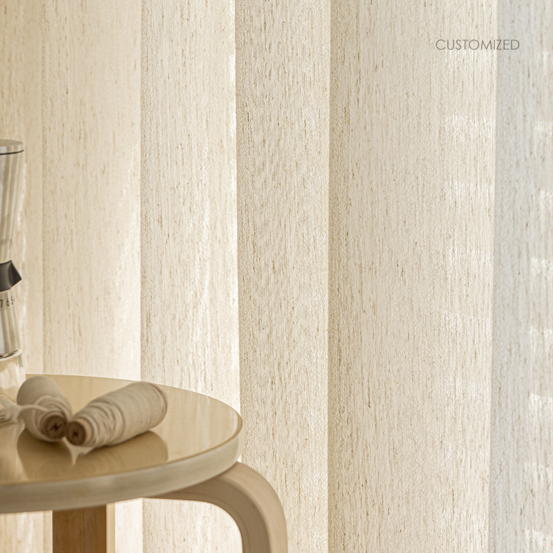T0395 Non-transparent original linen yarn, natural linen thick yarn, light-transparent, non-transparent, washed French black edge shape Curtain