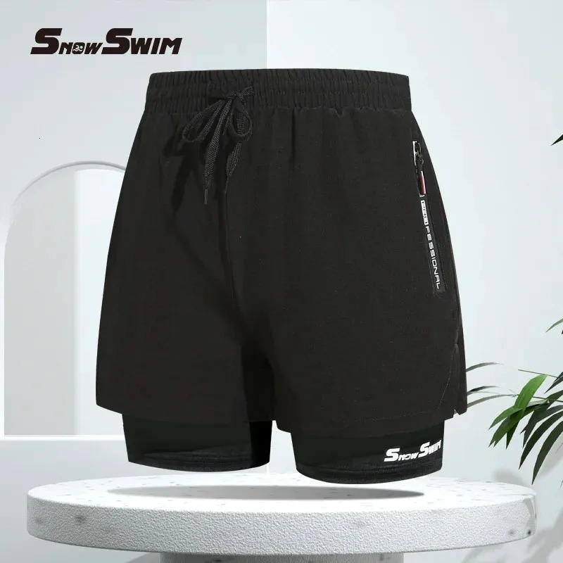 Mens swimming pants doublelayer flat angle adult quick drying anti awkward 250312