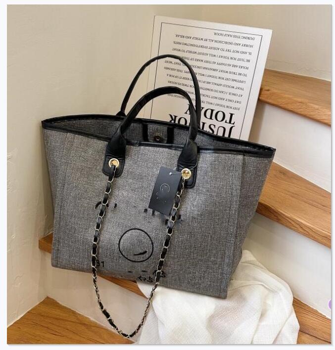 Summer Tote bag Designer Bag Hot Beach Bag Fashion Bag Cotton Linen & Denim Large Capacity Shopping Bag Tote Bag Chain Strap Bag Versatile Bag 015