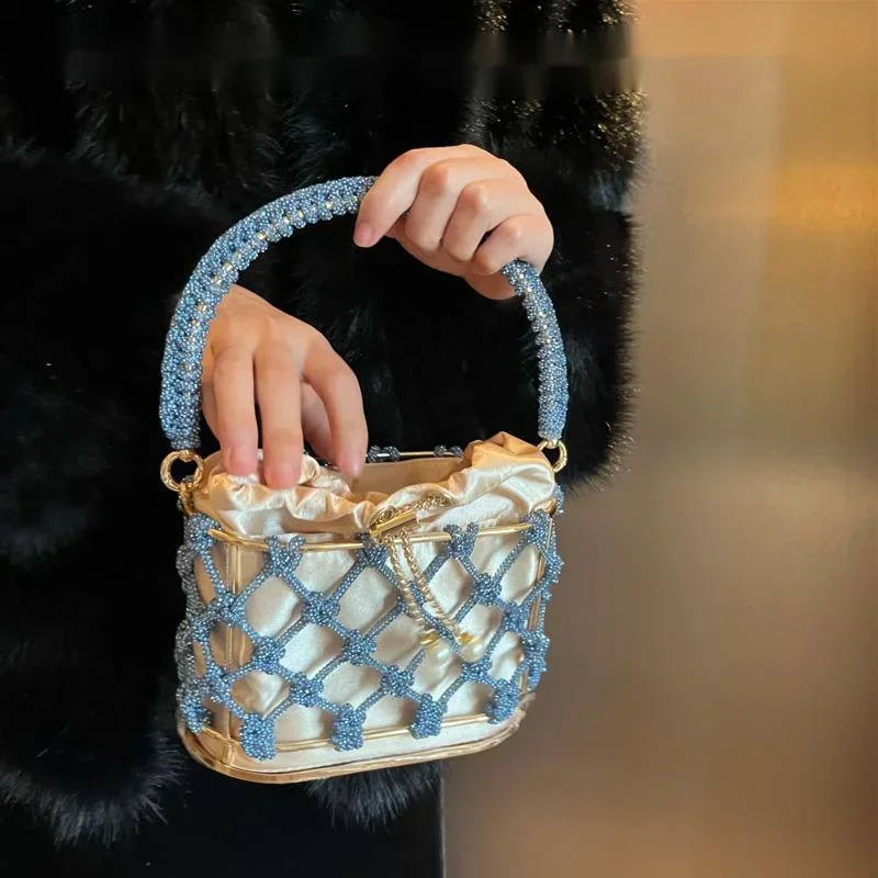 Braid Cage womens handbag niche evening bag wedding party clutch wallet shoulder cross body bag bolsa de noche 250311