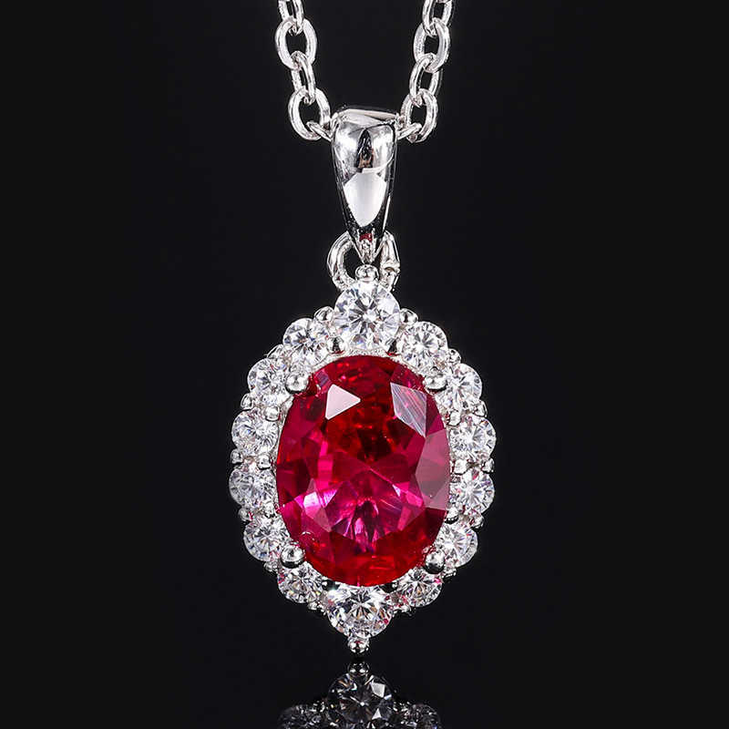 Zhuang Shengshengs new S925 full body silver set simulation color treasure small pigeon egg pendant main stone 6 * 8 W250312