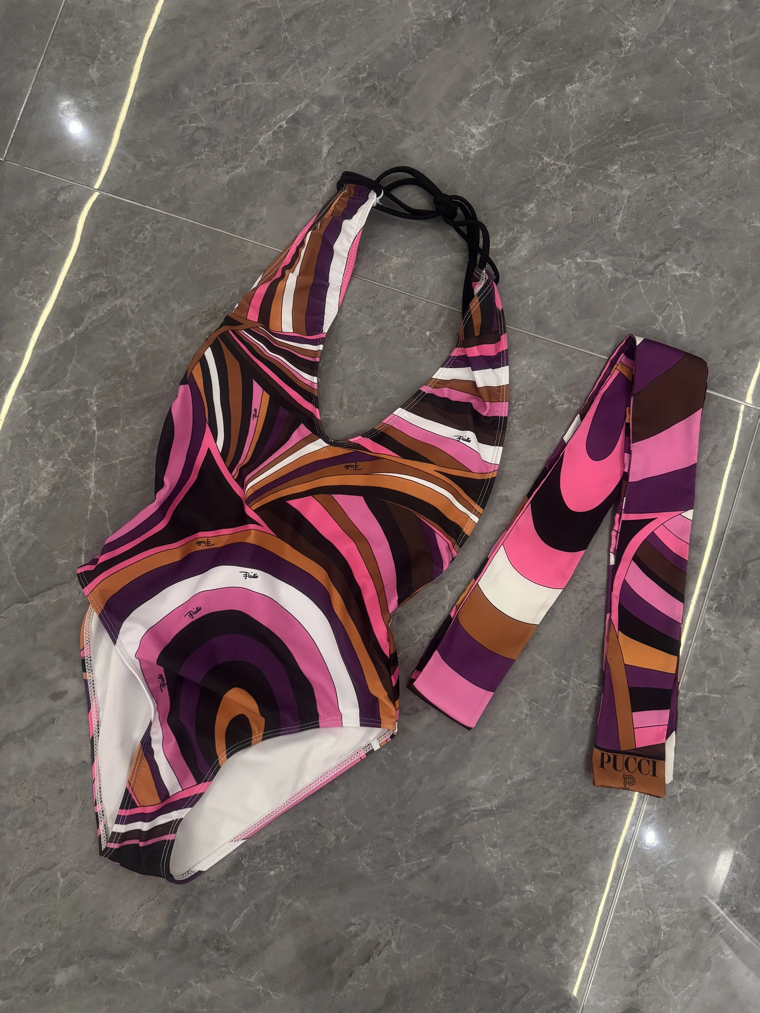 Headband Swimsuit Striped Swimwear Women Bikini Colorful Bathing Suit 250311