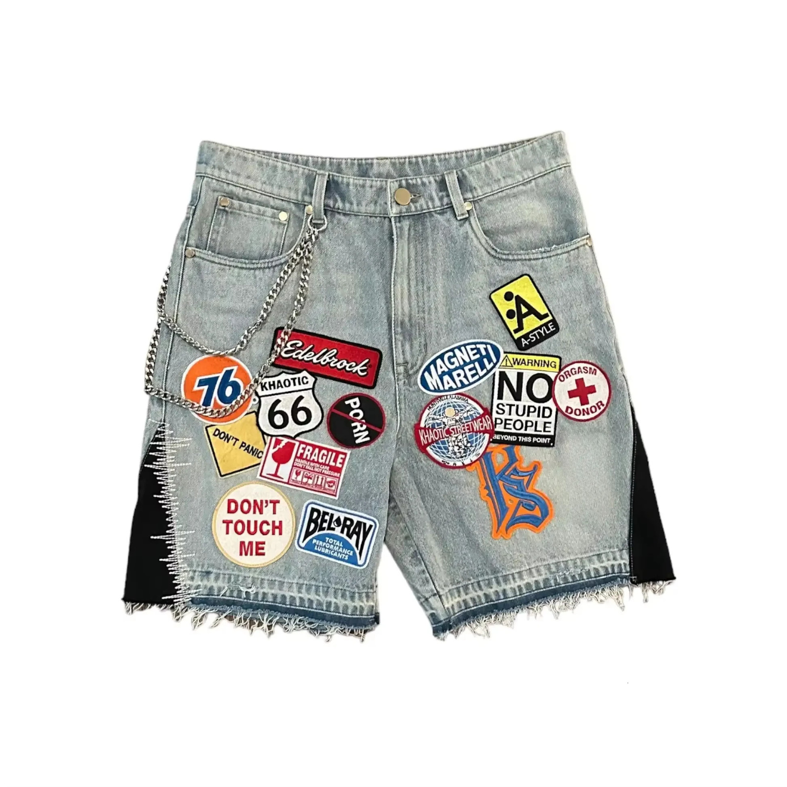 American retro denim shorts Y2K jeans Harajuku hiphop cartoon y pocket low waist sports basketball 250312