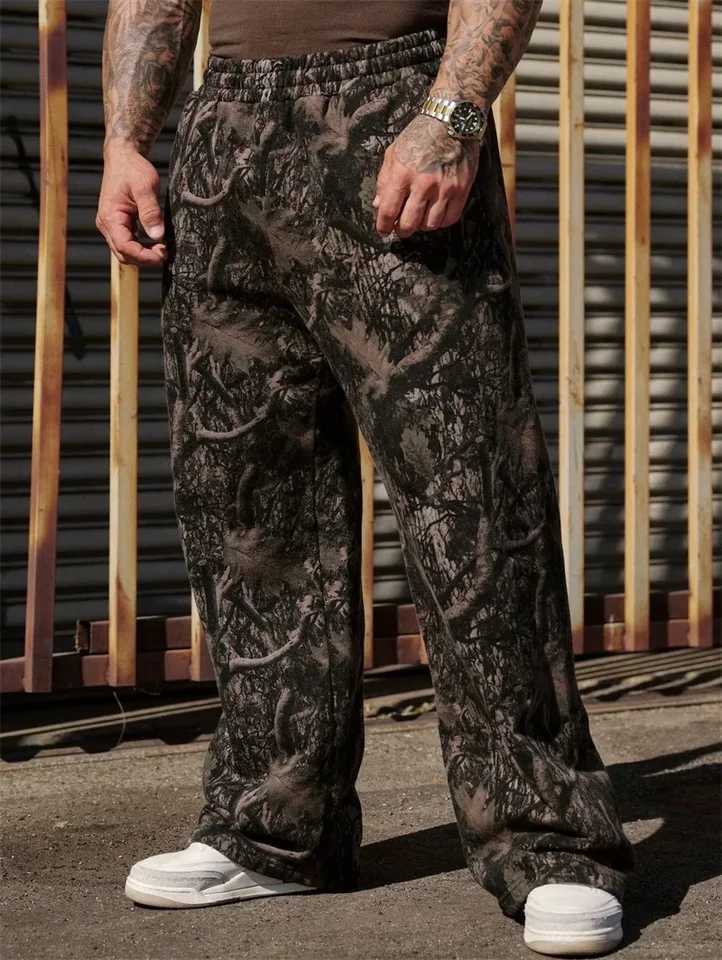 Men jungle camouflage Casual Pants Wide Leg Pants Breathable running American size trousers loose Large size men sweatpantsT250311