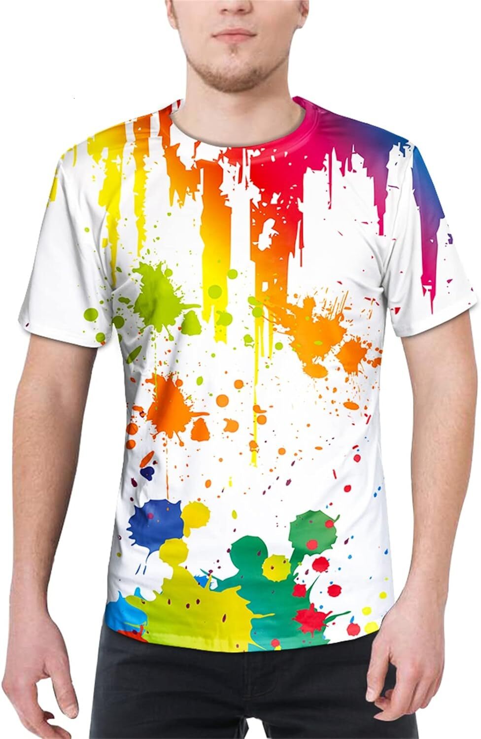 Mens T shirt Unisex 3D Graphic T-Shirt Colorful Design Short Sleeve Crewneck Digital Tee for Young tee Casual tops summer clothes colorful Graffiti