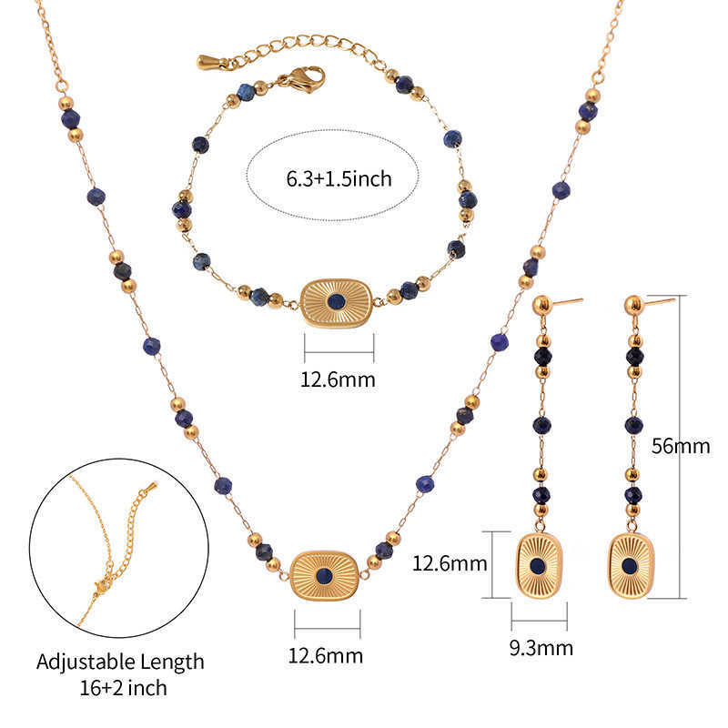 Jewelry set natural lapis lazuli bracelet long tassel earrings womens light luxury high-end feeling non fading necklace W250312