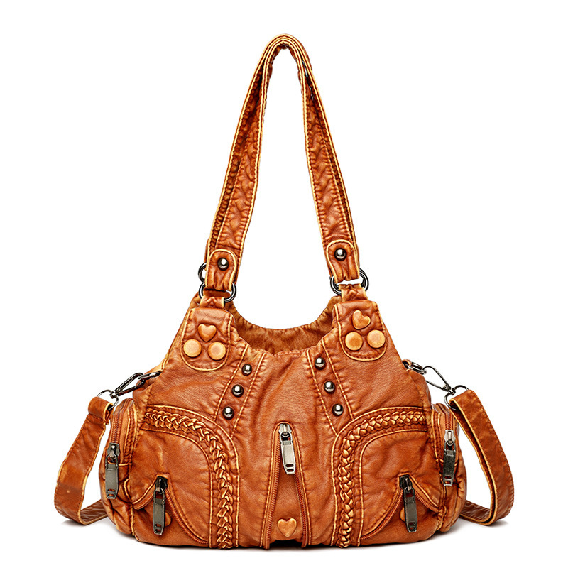 Women s New Washed Fabric Shoulder Bag, Soft Leather Texture 2025 New Fashion Designer Handbag High end Solid Color Casual Crossbody Bag Storage Bag