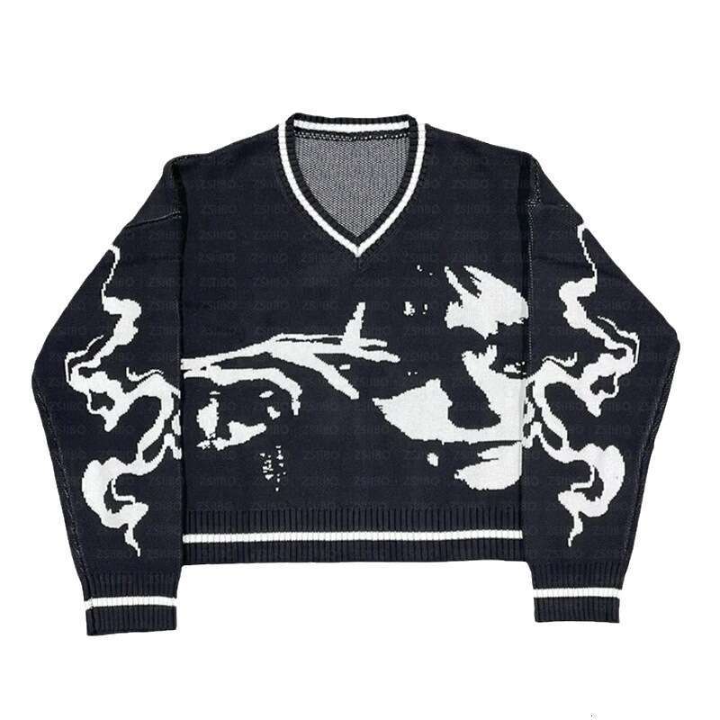 Street Versatile Y2k Jacquard Personalized Knitted Long Sleeve Hooded Sweater Autumn/Winter Trendy New Collection