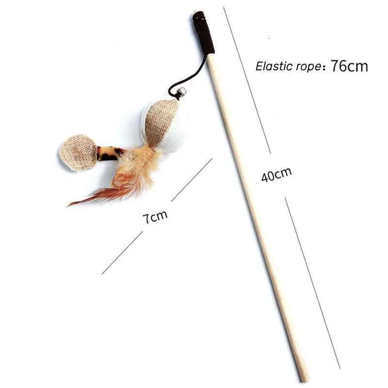 1Pc Teaser Feather Kitten Funny Colorful Rod Wand Wood Toys Interactive Stick Pet Cat Supplies