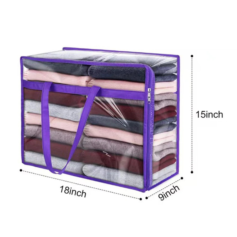 Transparent Storage Bag Thickened Pvc Portable Folding Toy Clothing Storage Bag Waterproof Dustproof Pillow Quilt Storage Bags 250305