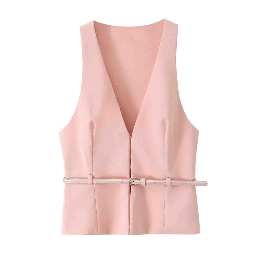 UNIZERA Summer Product Fashion Casual Womens Wear Solid Color Simple Matching Belt Vest Top Set 250311