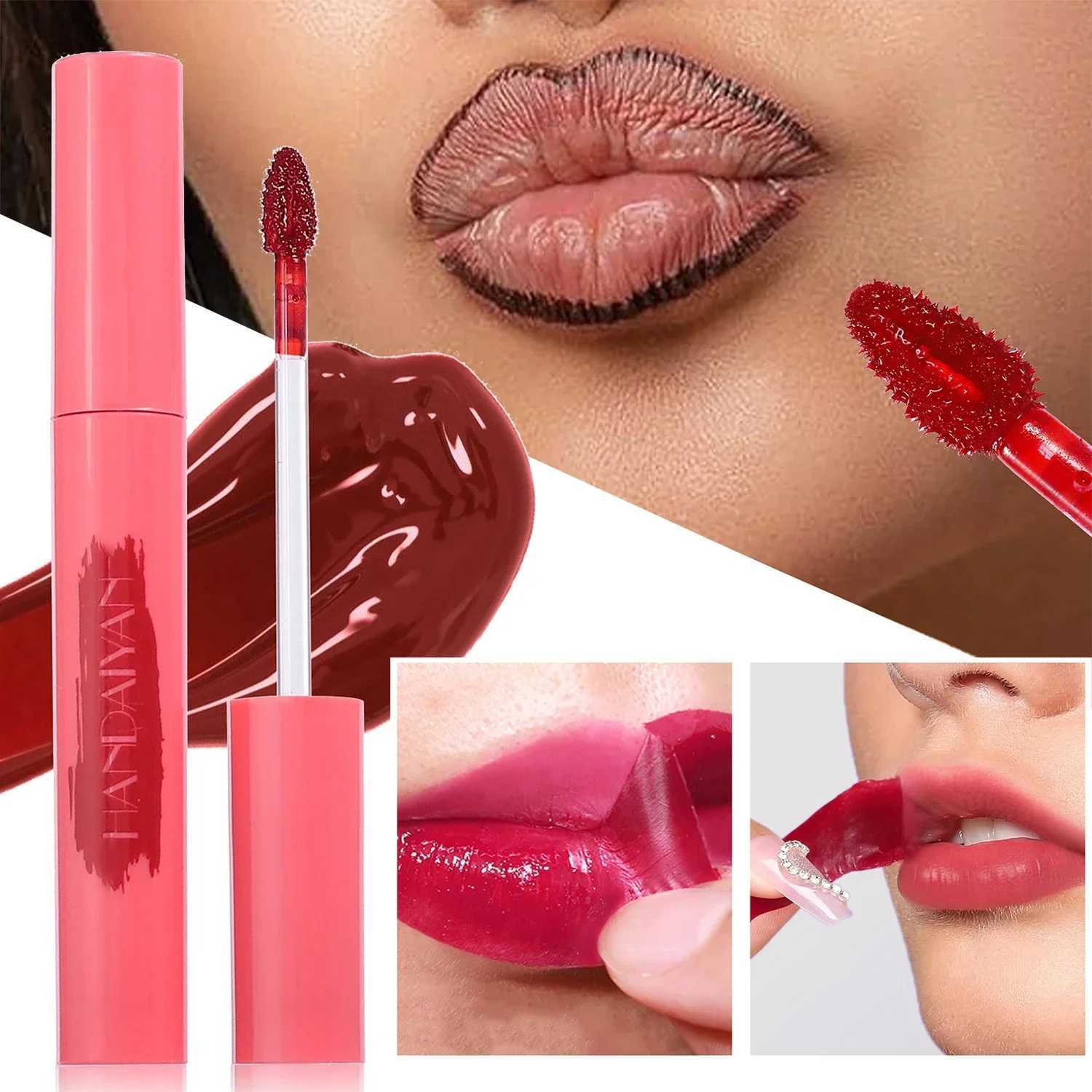 Skinning tattoo facial mask glossy lip liner waterproof lasting matte lip color reddish brown outline tearing lip color W250312