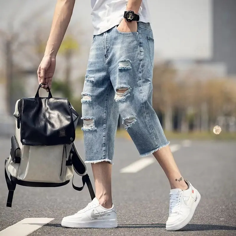 Summer casual shorts mens Jean beach Demin Trouser Hombre streetwear fashion loose Plus size D20 250312