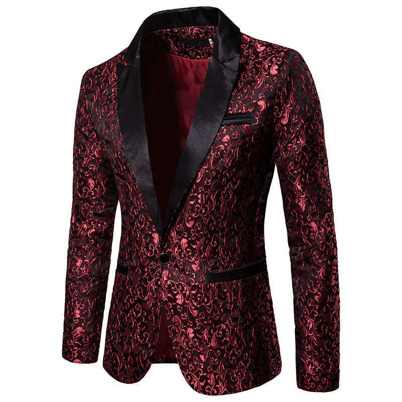 Men's 2024 Spring/Summer New Hot Stamping Printed Fashionable Oversized Men's Lapel Performance Suit