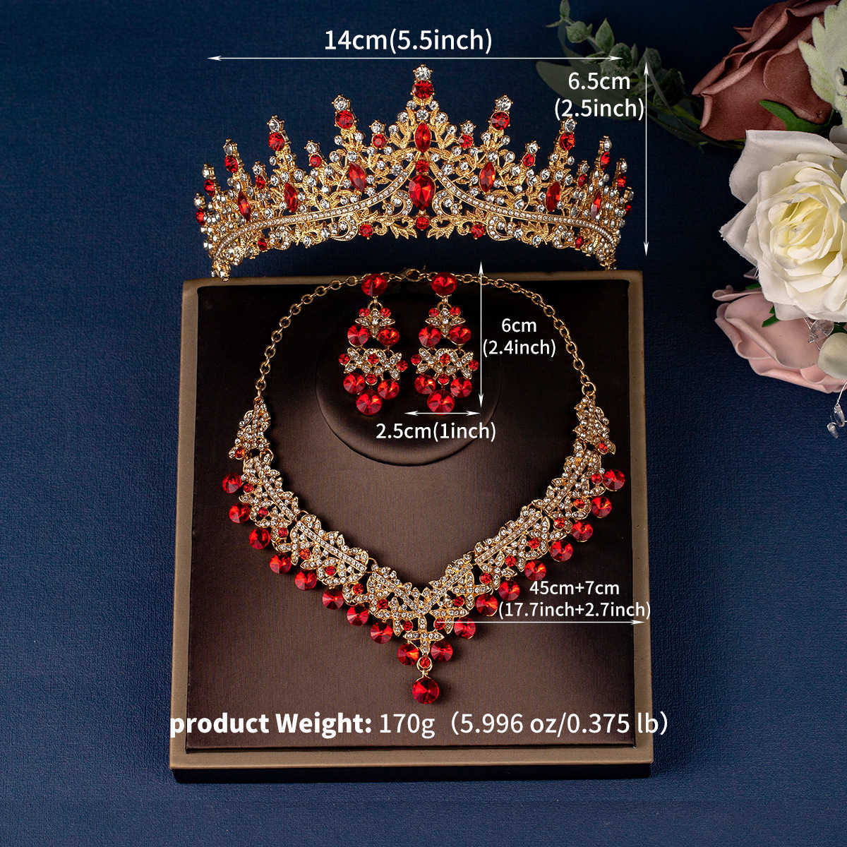 Wedding Accessories Crown Necklace Earring Set Luxury Ball Party Decoration Bridal Jewelry Three Piece Set W250312