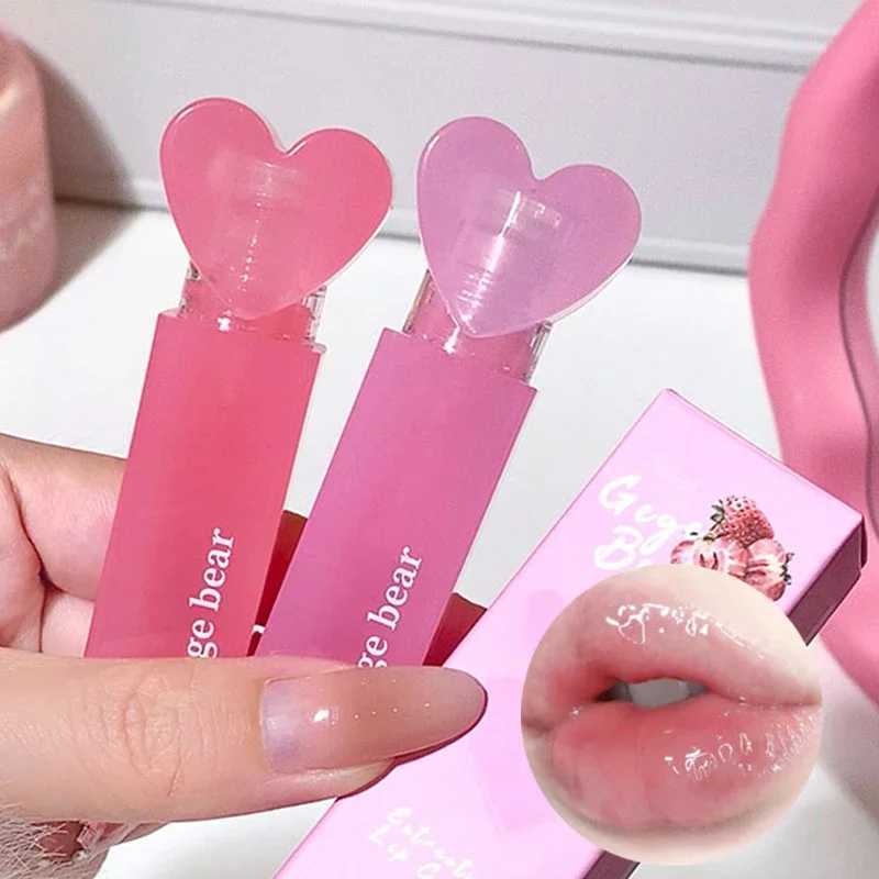 Love Heart Mirror Jelly Lip Glaze Grape Purple Waterproof Water Light Lip Gloss Lasting Moisturizing Lip Tint Makeup Cosmetics W250312