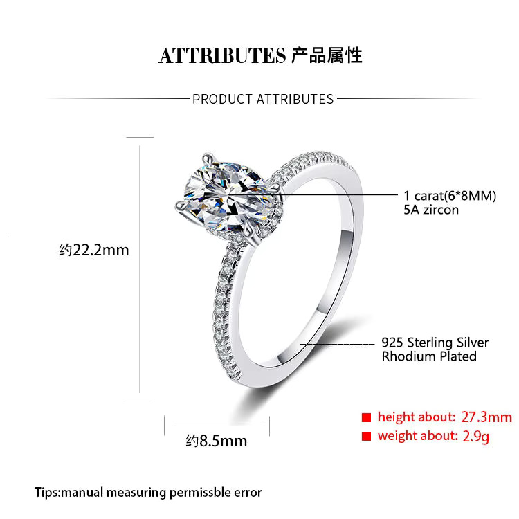 ZHILIAN 925 Sterling Silver Cubic Zirconia Cz Minimalist Wedding Engagement Diamond Couple Ring