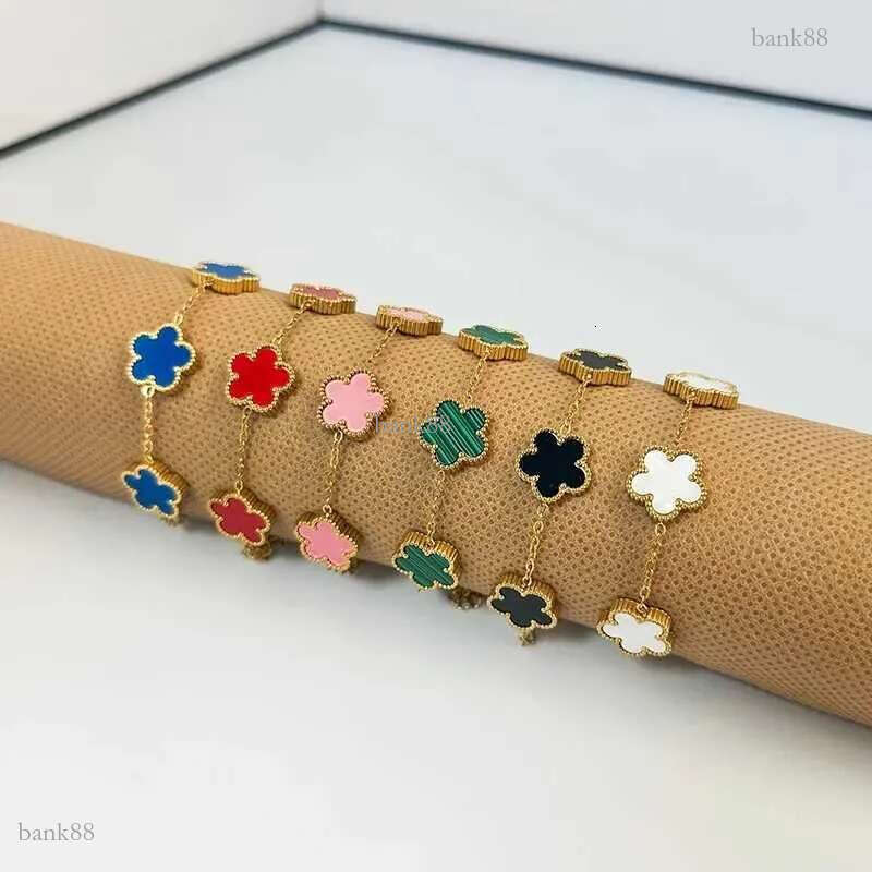 Bracelets Clover Womens Mothers Day Double Sided 18K Vanly Cleeflies Bracelet Charm Fashion Jewelry Accessories