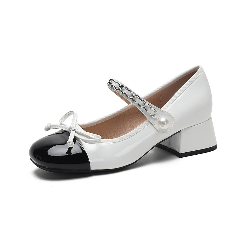 South France Encounter~Amiu Family Bow Chain Thick Heel Mary Jane Women's Single Shoes #ddmypanda