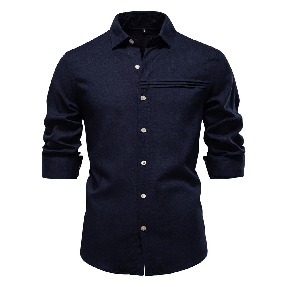 2025 Spring/Summer polo New Men's Business Casual Solid Color European Size Long Sleeve t shirt for Men tracksuit