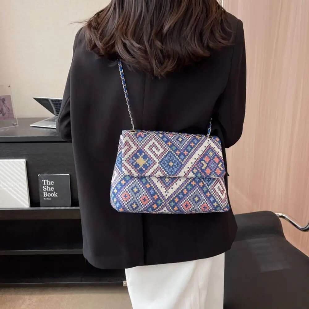 Canvas Bohemian Large Capacity Chain Shoulder Strap Crossbody Bag Women Handbag Travel