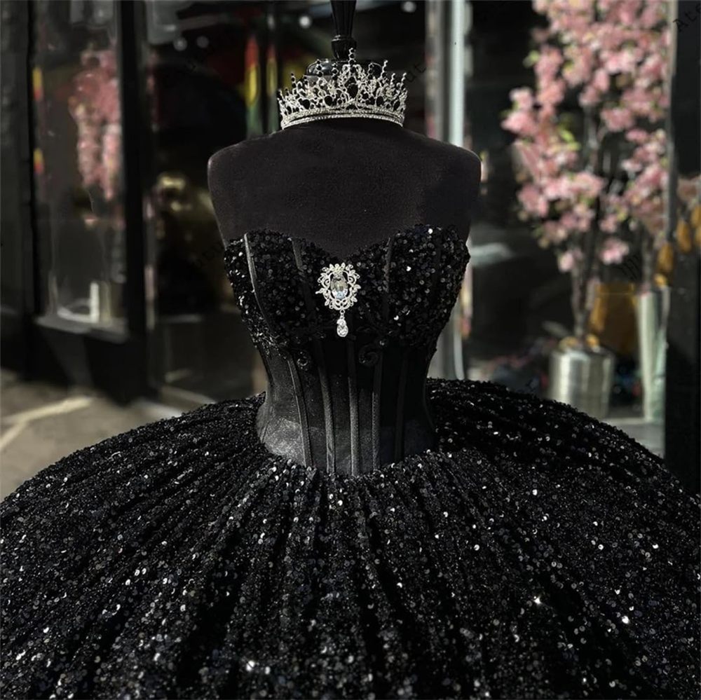 Ball Gown Quinceanera Dresses Elegant Sequined Crystal Sweetheart Lace-up Plus Size Sweet 15 16 Princess Birthday Party Gowns Vestidos De 15 Anos QD10
