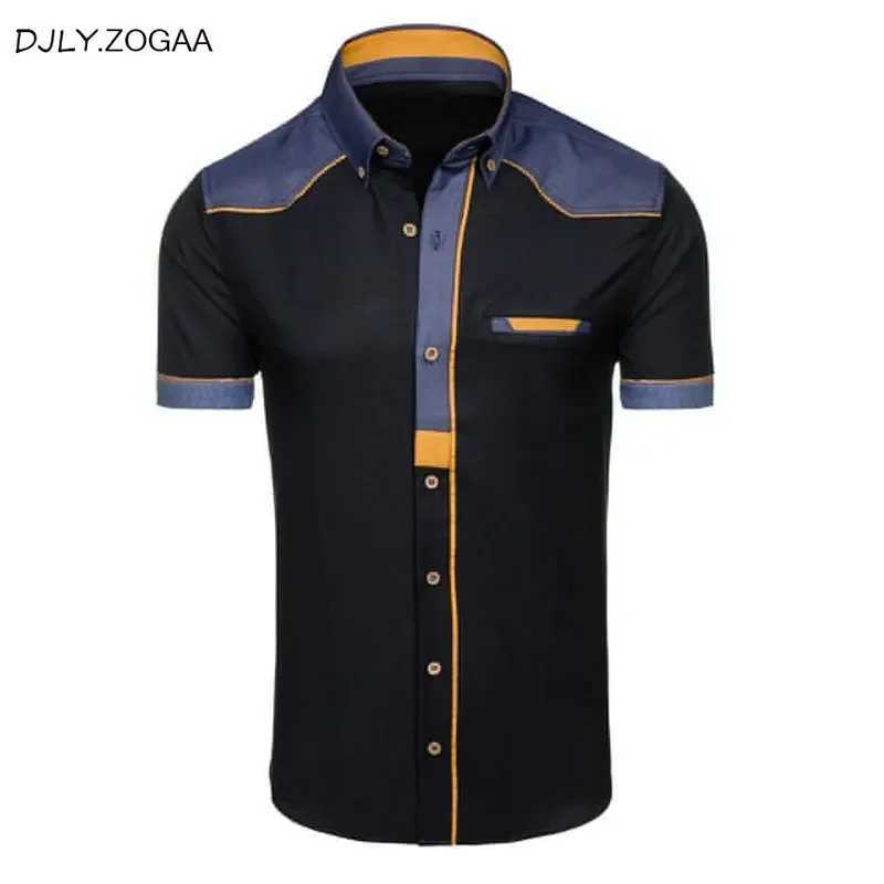 ZOGAA Mens Shirts Fashion Denim Short Sleeve Formal Shirts Mens Casual Summer Clothing Tops Slim Cotton Plus Size Male Shirts W250312