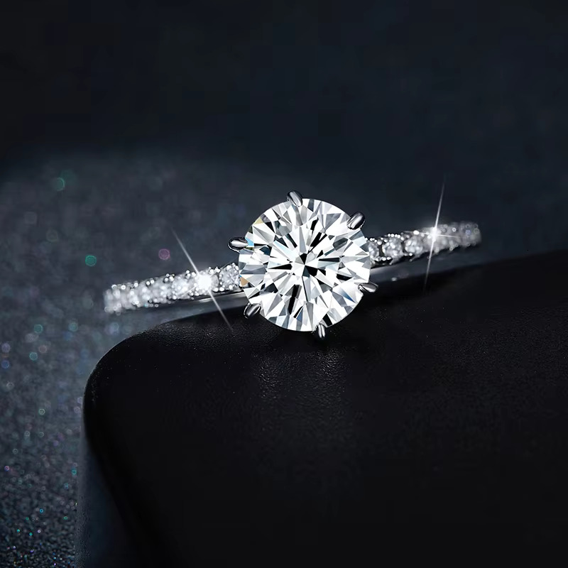 Wedding Moissanite Ring 925 Sterling Silver Moissanite Jewelry 1CT 6.5mm D White Moissanite Bridal Ring Sets