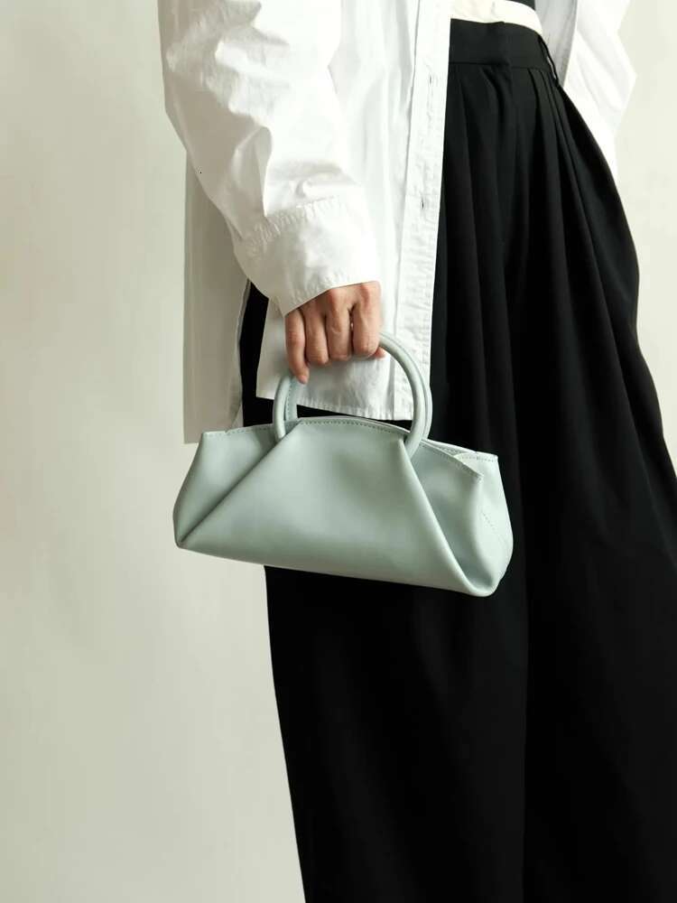 Fashion Smocking Simple Long Tote Women Handbag Genuine Lady Shoulder Real Leather Crossbody Bag