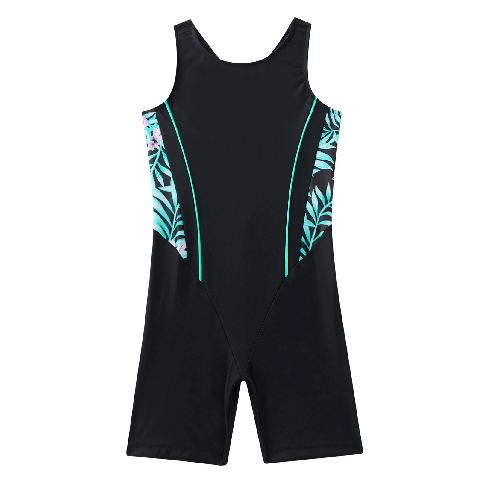 Kids Girls One-piece Swimwear Summer Sleeveless Open Back Print Short Jumpsuit Bodysuit for Beach Pool Swimming Bathing Suit 250311
