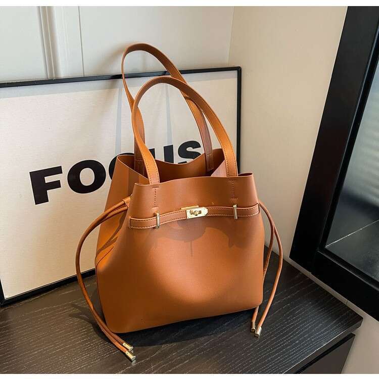 Women's Bags handbag Bucket New Simple Solid Color Handbag Versatile Fashion Shoulder Large Capacity Commuter Underarm Bag