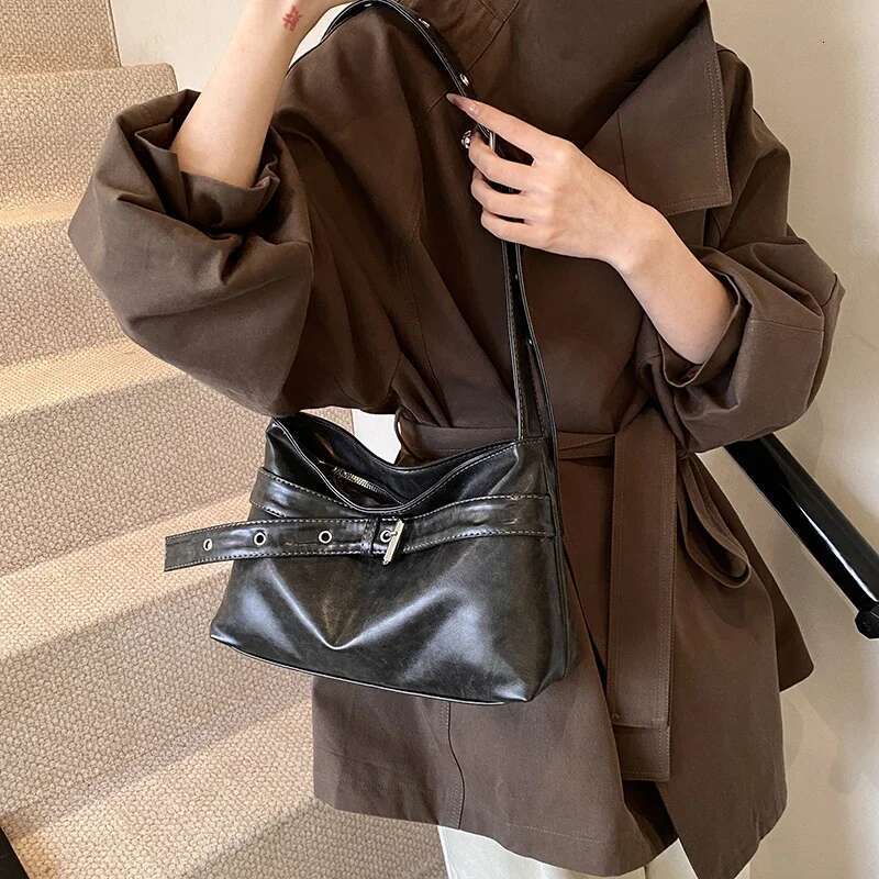 LEFTSIDE Belt Design Small PU Leather Cross Body Bags Lady Shoulder Bag For Women 2024 New Trend Fashion Handbags And Purses