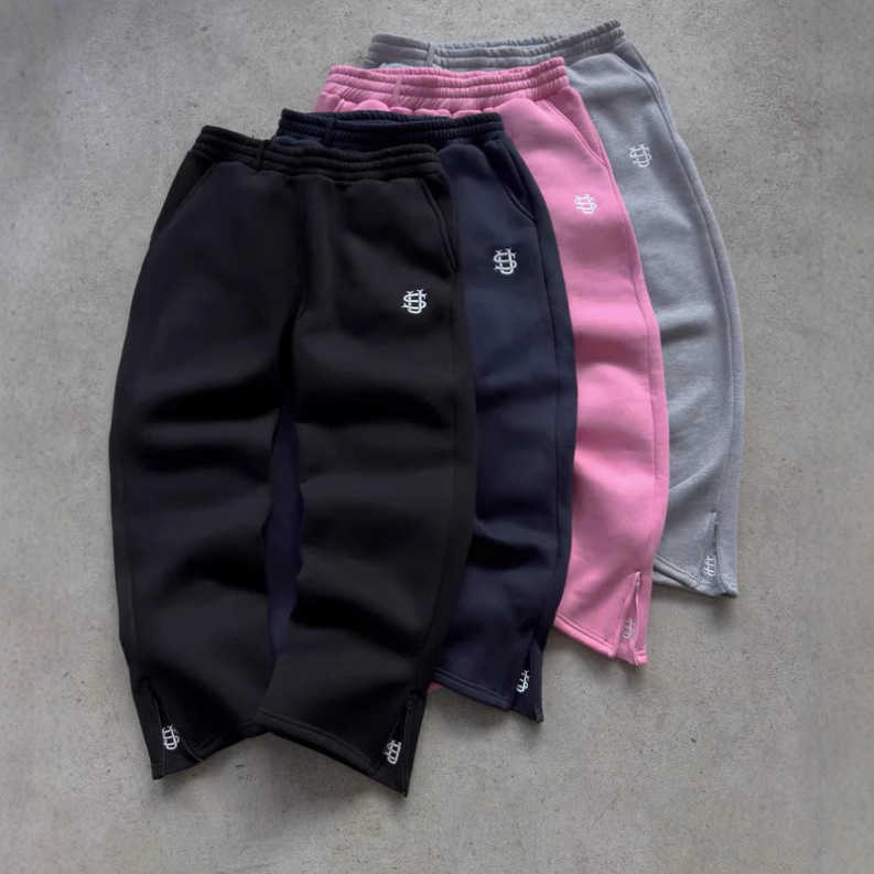 Y2k Street Trendy Hip Hop Casual Elastic Waist Zipper Loose Solid Color Sports Casual Pants T250311