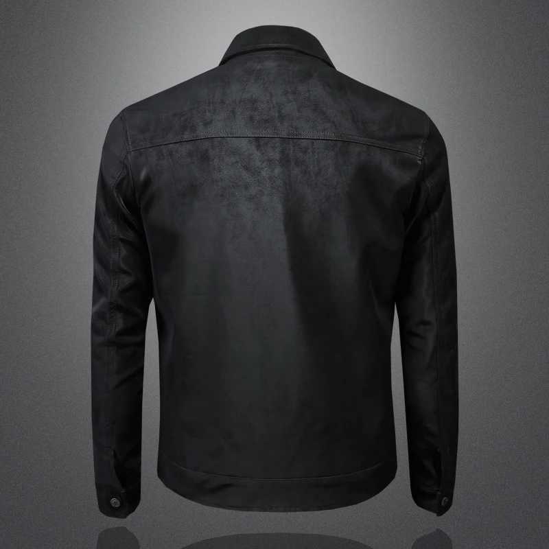 2024 autumn and winter new high-quality leather jacket single breasted slim fit jacket plus size mens leather jacket M-5XLT250311