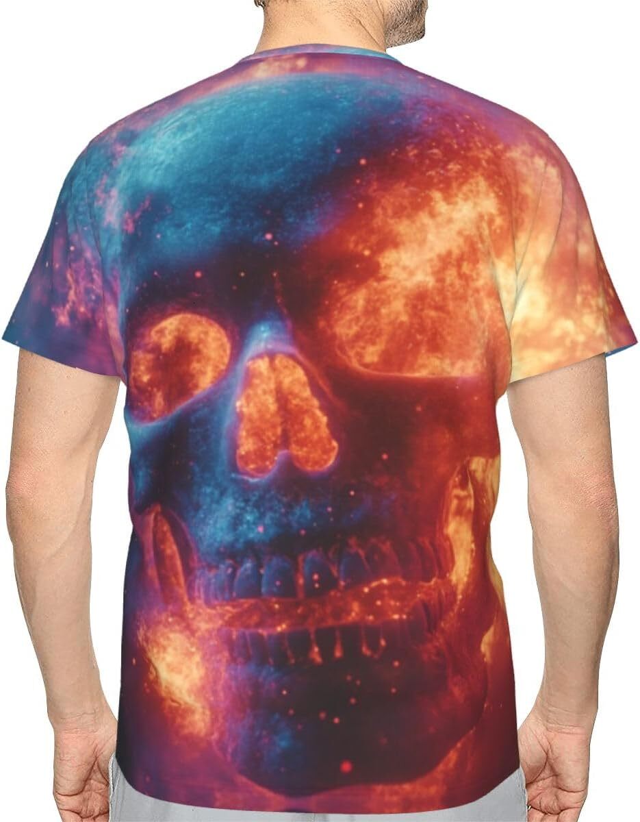 Mens T shirt Flame Skull 3D Pattern Printed Unisex T-Shirts Novelty Burning Skull Graphic Men Women Short Sleeves Top tee Casual tops summer clothes