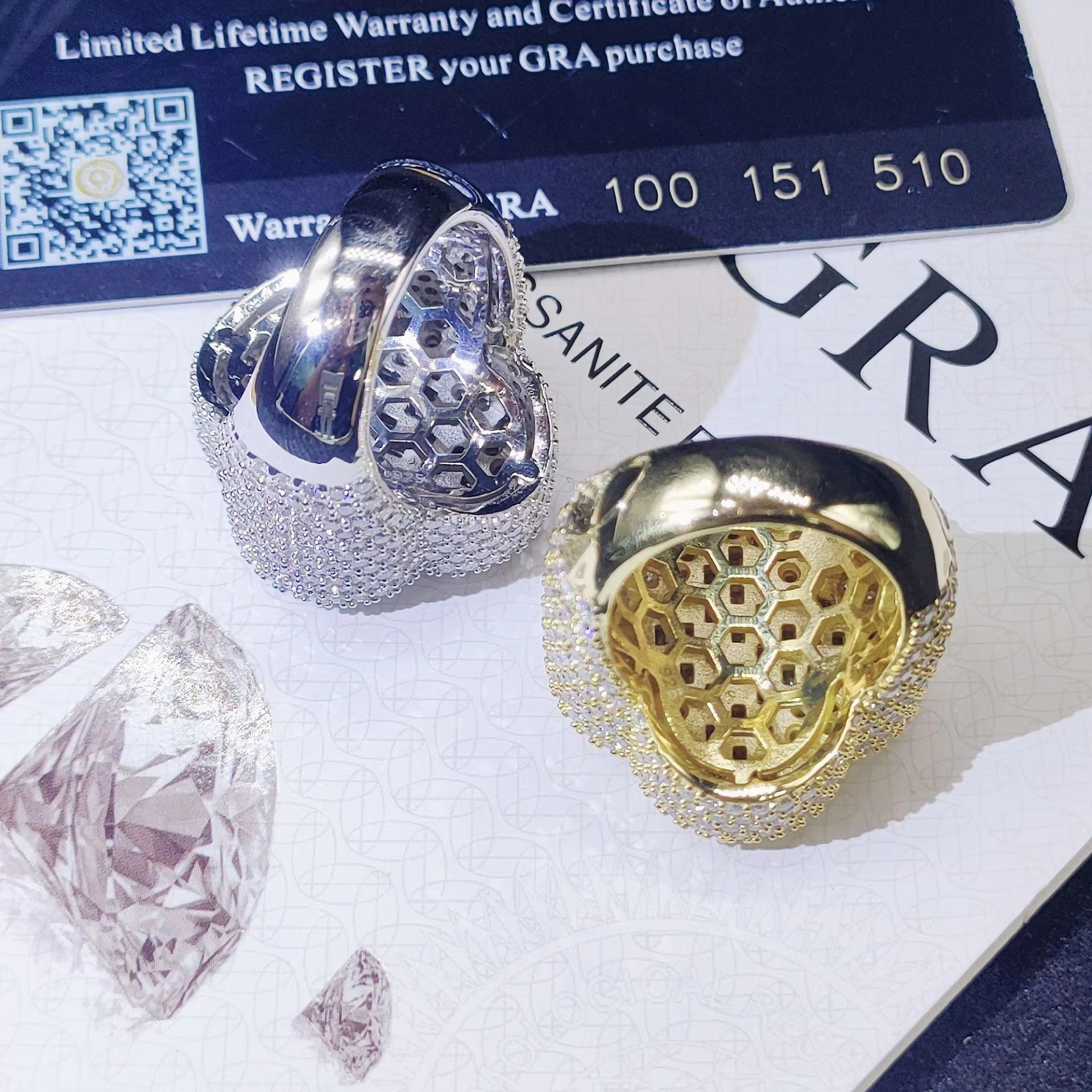 Luxury Mens Fashion Square Moissanite Diamond Ring Custom Gold Silver Plated Hiphop Style