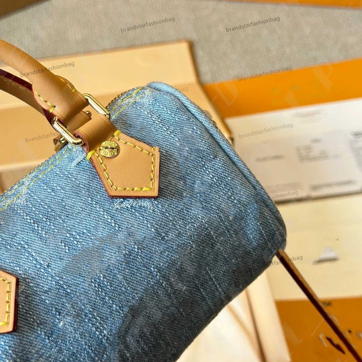 hot Bags Top Designer Mini Nano 16cm Shoulder Bag Women Leather Denim Crossbody Brand Emed Tote Purse Brown Flower Handbag2025