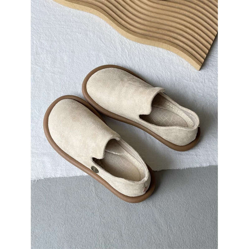 Wenyi Sen series Boken women's soft soled bean 2025 spring new suede casual flat single shoes