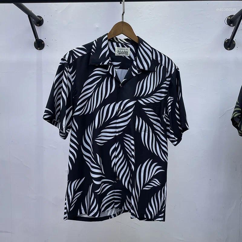 Men's Casual Shirts Hawaii WACKO MARIA Lapel Short Sleeve Shirt Men Woman High Street Printing Summer Top Tee Vintage