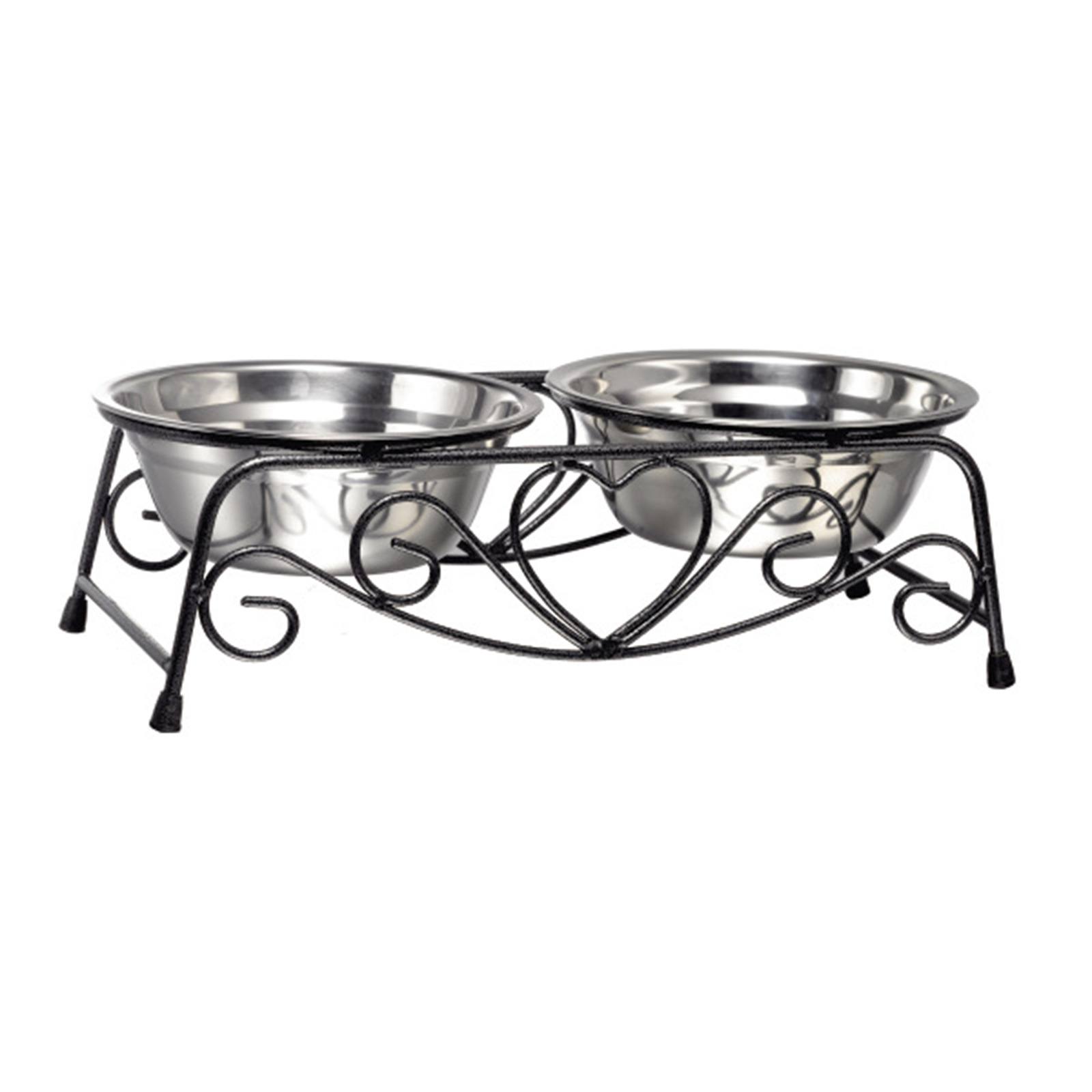 Elevated Pet Dining Station - Dual Compartment Stainless Steel Bowls for Dogs and Cats