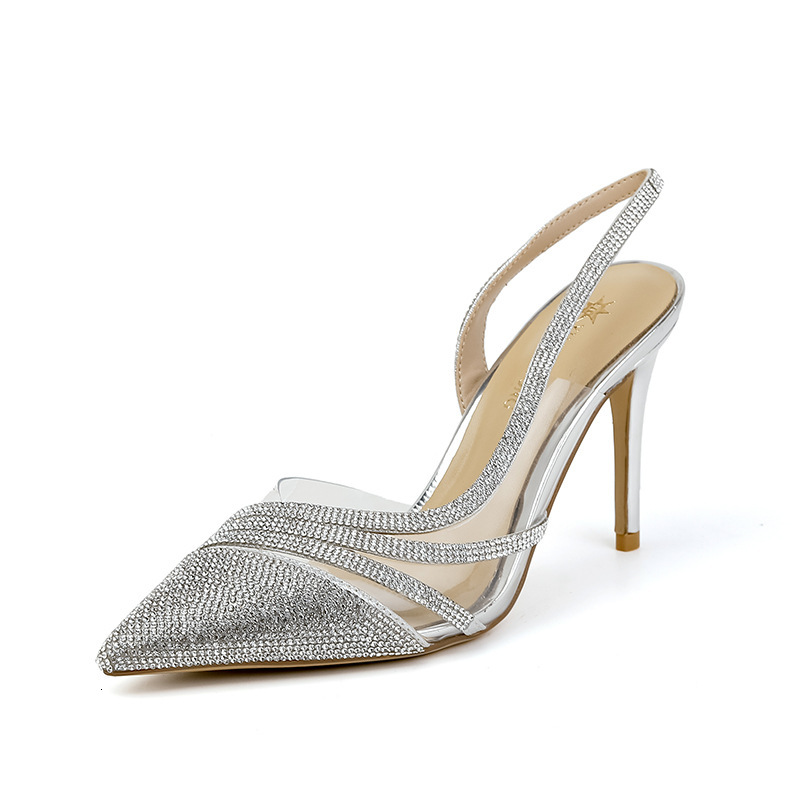 Designer sandals classics 2025 Spring Edition Women's Water Diamond Sandals Women's Fashion Pointed High Heels Thin Heels Huizhou Women'