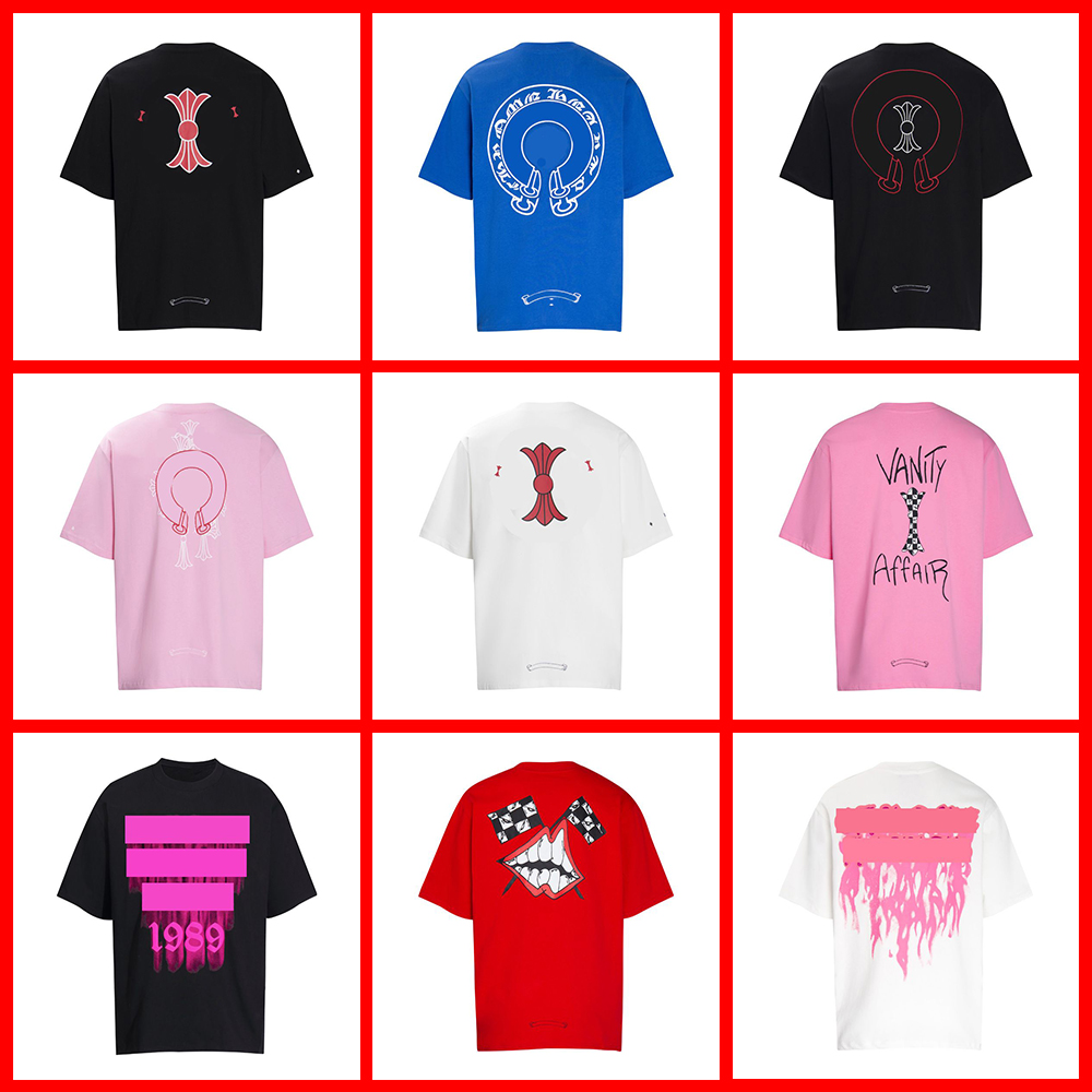 Designer shirt Men T Shirts graphic tee Loose Oversize Tees Apparel Fashion Chrome Tops Mans Casual Chest Letter Shirt Street Shorts Sleeve Clothes t shirts A157