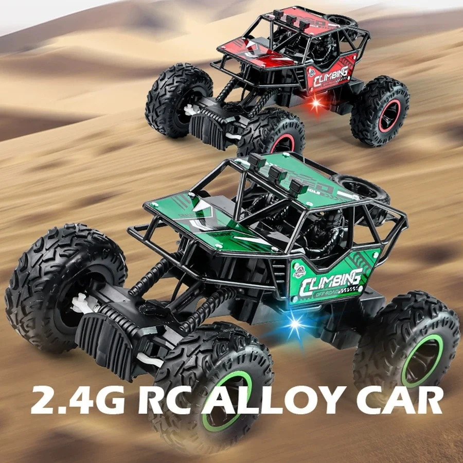 Free shipping 2.4G remote-controlled alloy off-road vehicle with long-distance lighting climbing monster childrens racing toy car kids gift