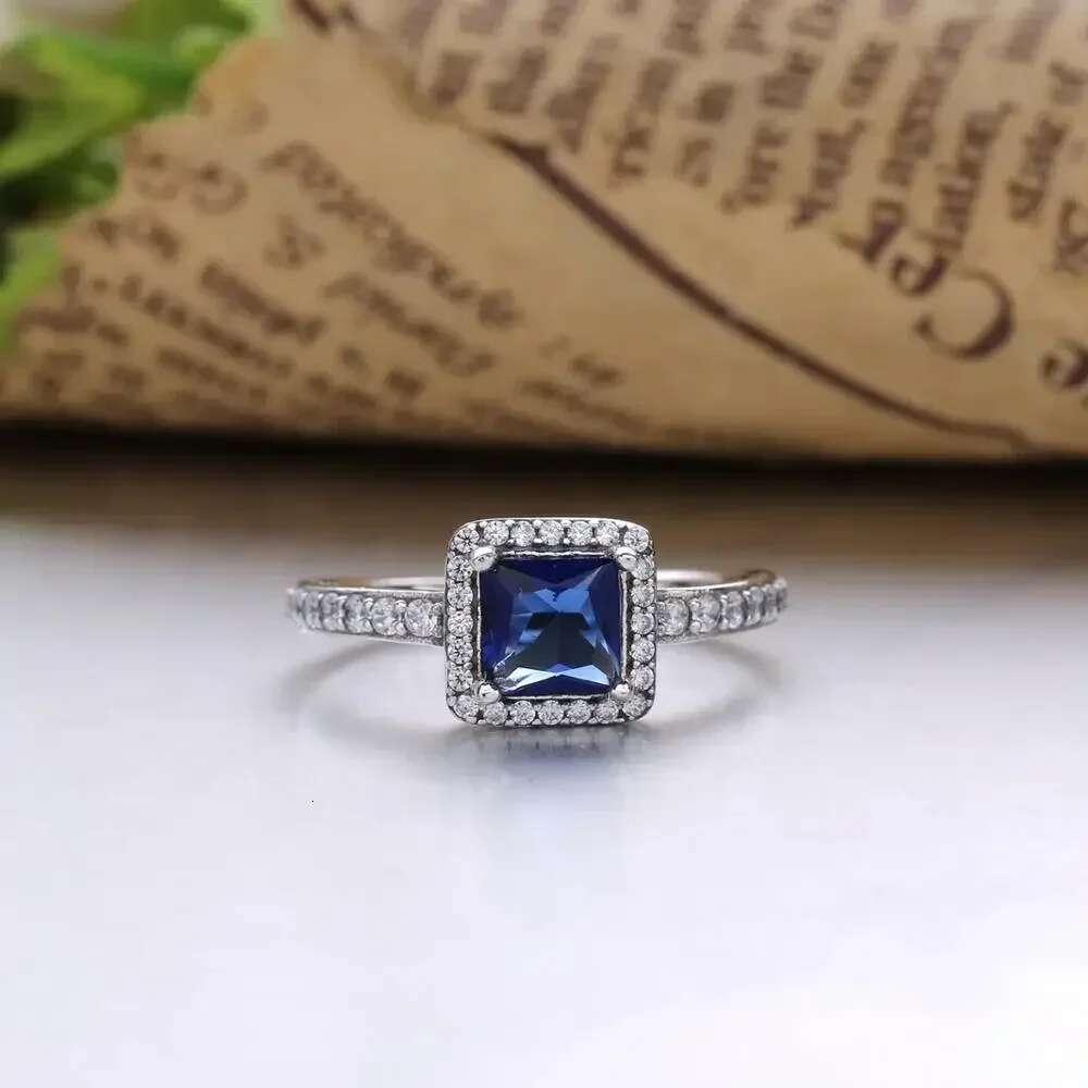 100% 925 Sterling Silver Square Sparkle Halo Rings Clear Cubic Zirconia Shiny 925 Sterling Rings Fashion Gifts